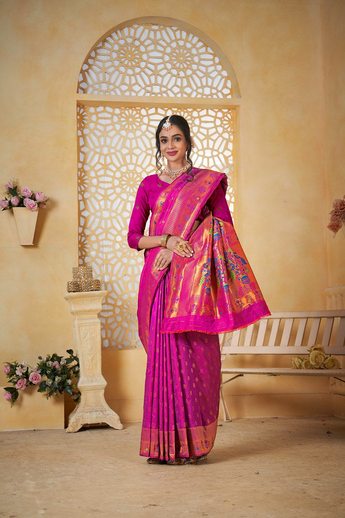 Soft Silk Saree Weaving Banarasi Jari Work Sari With Blouse