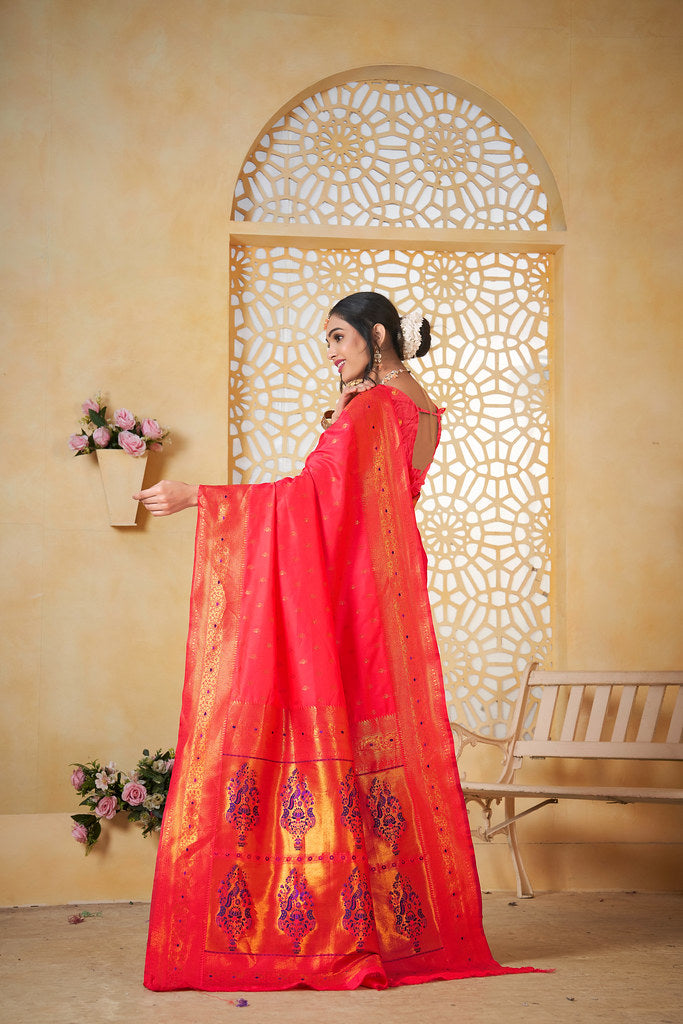 Soft Silk Saree Weaving Banarasi Jari Work Traditional Sari With Blouse