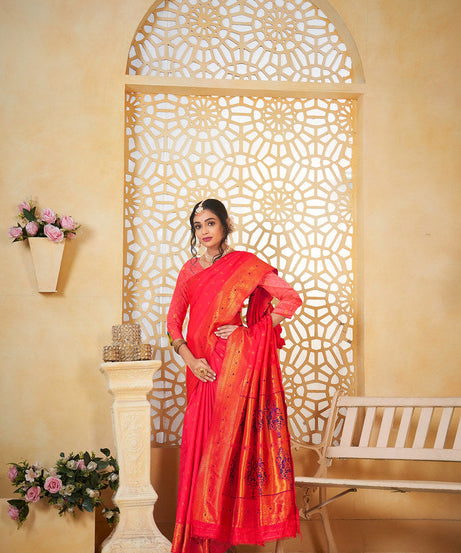 Soft Silk Saree Weaving Banarasi Jari Work Traditional Sari With Blouse