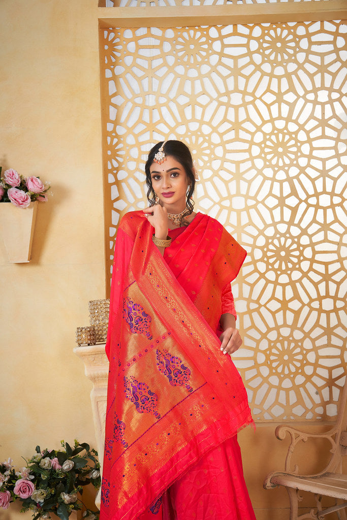 Soft Silk Saree Weaving Banarasi Jari Work Traditional Sari With Blouse