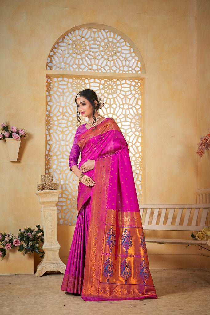 Soft Silk Saree Weaving Banarasi Jari Work Traditional Sari With Blouse