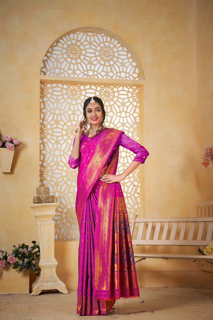 Soft Silk Saree Weaving Banarasi Jari Work Traditional Sari With Blouse