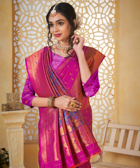 Soft Silk Saree Weaving Banarasi Jari Work Traditional Sari With Blouse