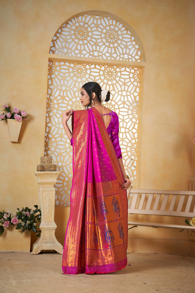 Soft Silk Saree Weaving Banarasi Jari Work Traditional Sari With Blouse