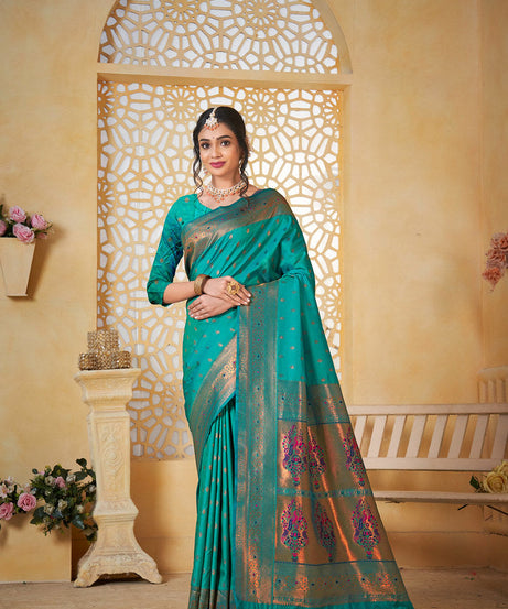 Soft Silk Saree Weaving Banarasi Jari Work Traditional Sari With Blouse