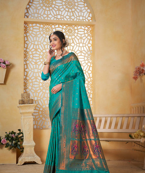 Soft Silk Saree Weaving Banarasi Jari Work Traditional Sari With Blouse