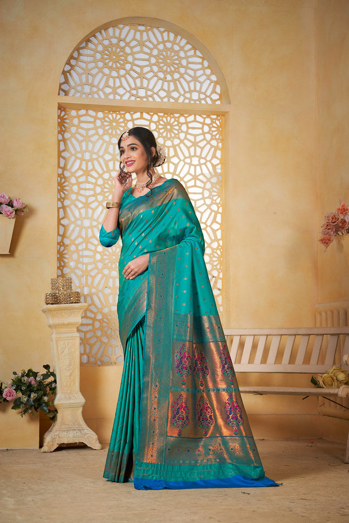 Soft Silk Saree Weaving Banarasi Jari Work Traditional Sari With Blouse