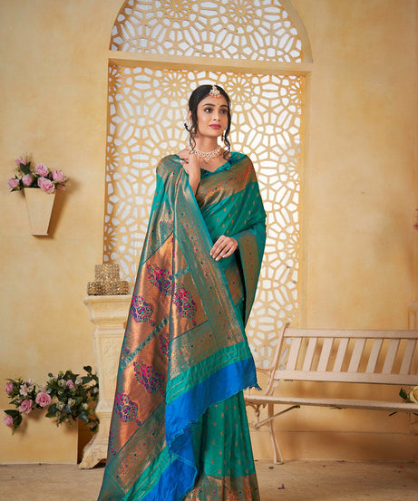 Soft Silk Saree Weaving Banarasi Jari Work Traditional Sari With Blouse