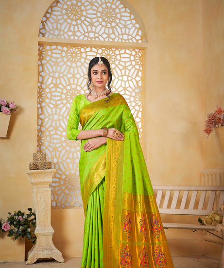 Soft Silk Saree Weaving Banarasi Jari Work Traditional Sari With Blouse