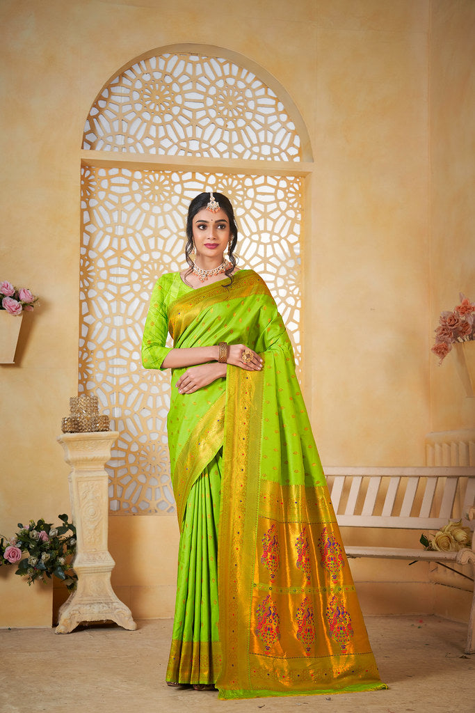 Soft Silk Saree Weaving Banarasi Jari Work Traditional Sari With Blouse