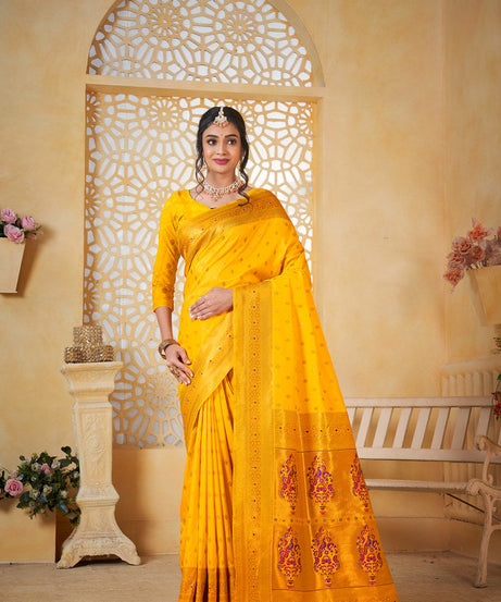 Soft Silk Saree Weaving Banarasi Jari Work Traditional Sari With Blouse