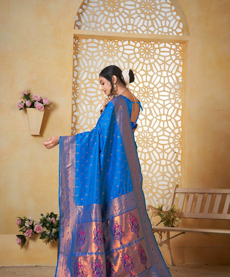 Soft Silk Saree Weaving Banarasi Jari Work Traditional Sari With Blouse