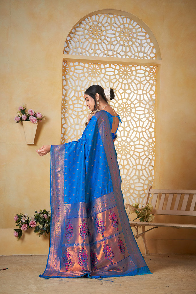 Soft Silk Saree Weaving Banarasi Jari Work Traditional Sari With Blouse