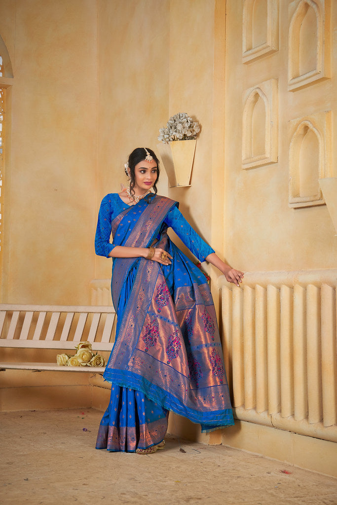 Soft Silk Saree Weaving Banarasi Jari Work Traditional Sari With Blouse