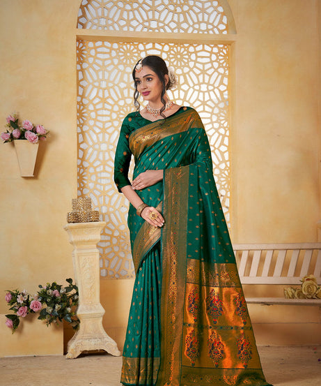 Soft Silk Saree Weaving Banarasi Jari Work Traditional Sari With Blouse