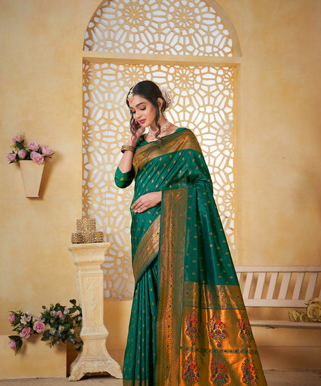 Soft Silk Saree Weaving Banarasi Jari Work Traditional Sari With Blouse