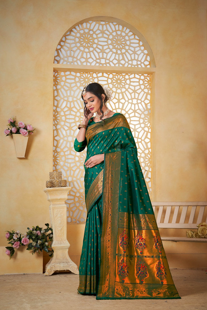 Soft Silk Saree Weaving Banarasi Jari Work Traditional Sari With Blouse