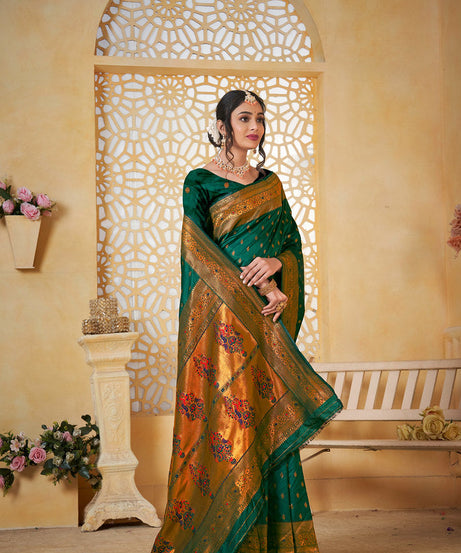 Soft Silk Saree Weaving Banarasi Jari Work Traditional Sari With Blouse