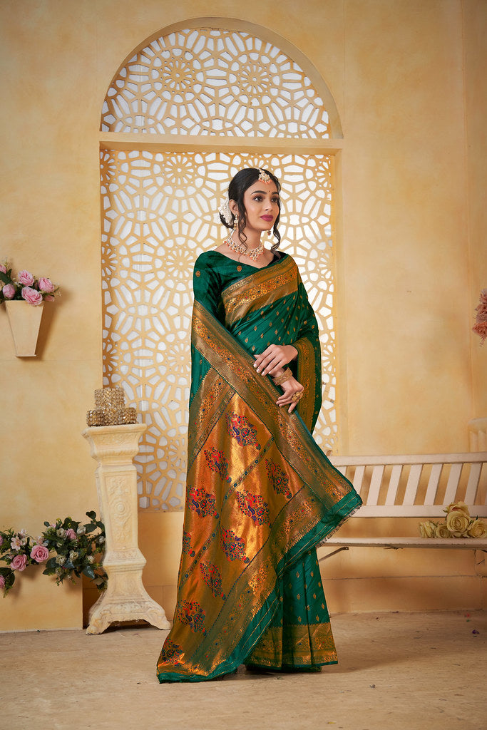 Soft Silk Saree Weaving Banarasi Jari Work Traditional Sari With Blouse