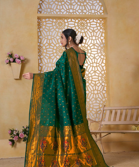 Soft Silk Saree Weaving Banarasi Jari Work Traditional Sari With Blouse