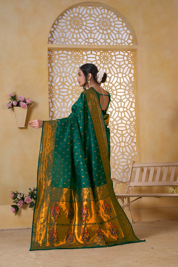 Soft Silk Saree Weaving Banarasi Jari Work Traditional Sari With Blouse