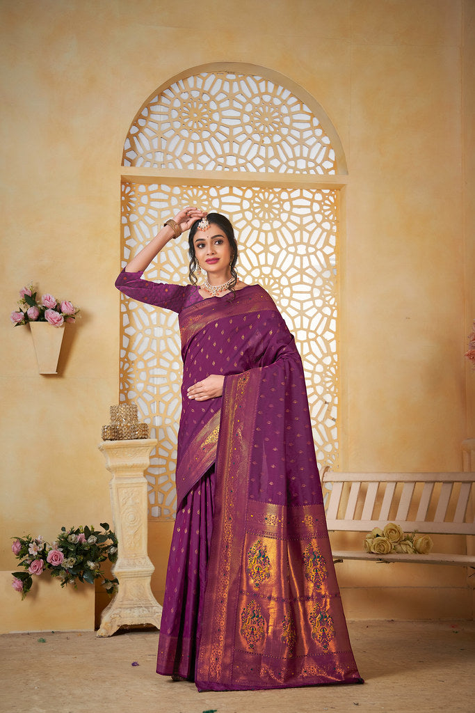 Soft Silk Saree Weaving Banarasi Jari Work Traditional Sari With Blouse