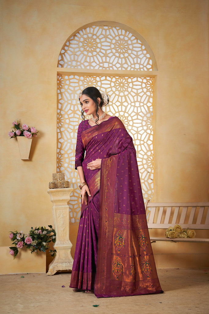 Soft Silk Saree Weaving Banarasi Jari Work Traditional Sari With Blouse