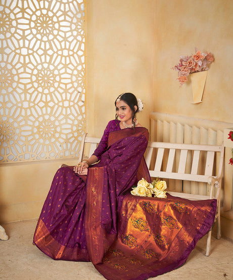 Soft Silk Saree Weaving Banarasi Jari Work Traditional Sari With Blouse