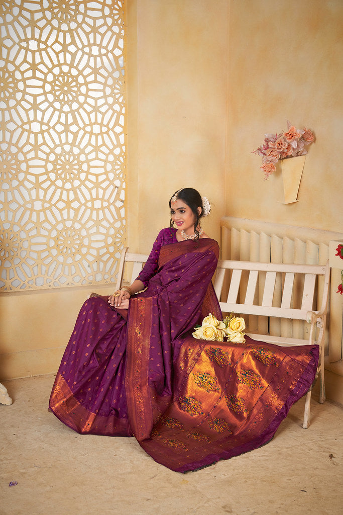 Soft Silk Saree Weaving Banarasi Jari Work Traditional Sari With Blouse