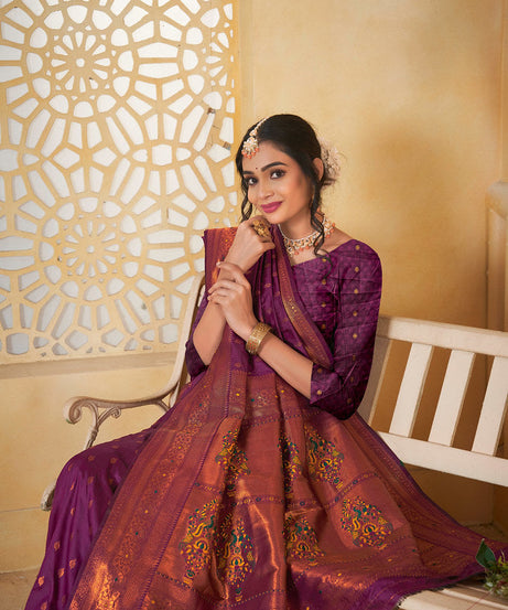 Soft Silk Saree Weaving Banarasi Jari Work Traditional Sari With Blouse