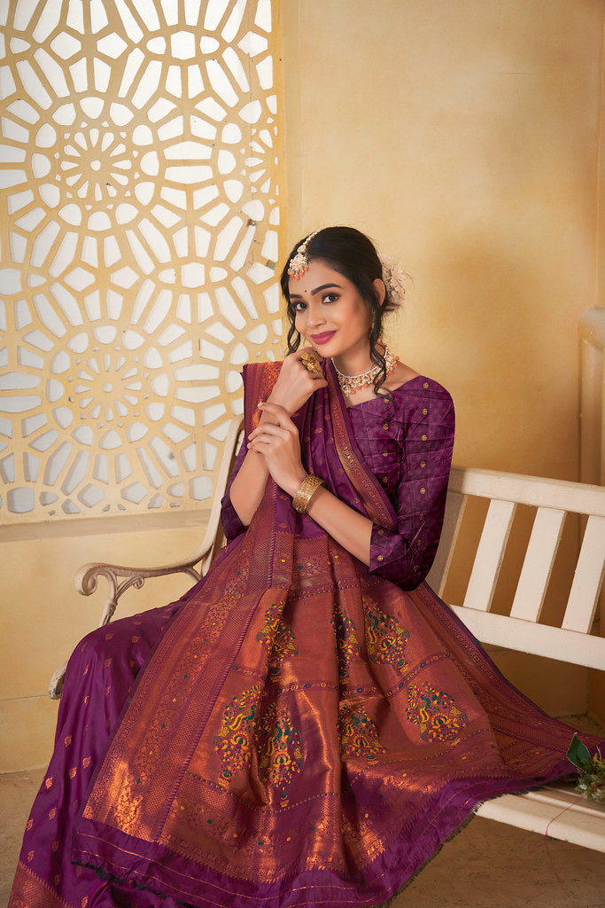 Soft Silk Saree Weaving Banarasi Jari Work Traditional Sari With Blouse