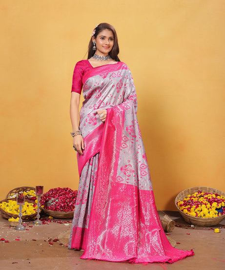 Kanjiwaram Silk Saree With Rich Pallu Designer Sari With Blouse