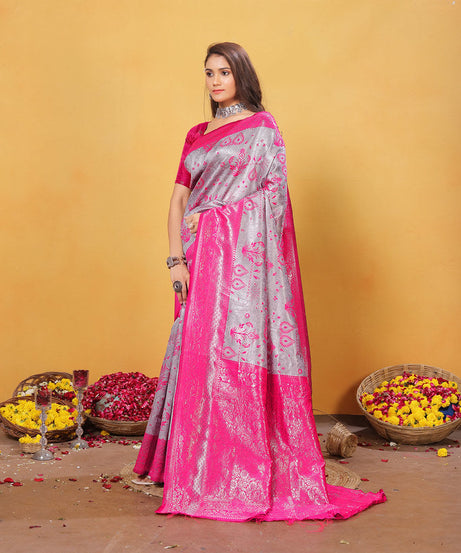 Kanjiwaram Silk Saree With Rich Pallu Designer Sari With Blouse