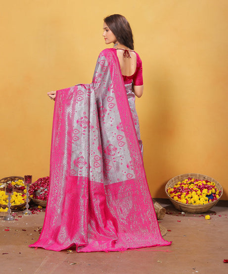 Kanjiwaram Silk Saree With Rich Pallu Designer Sari With Blouse