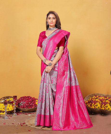 Kanjiwaram Silk Saree With Rich Pallu Designer Sari With Blouse