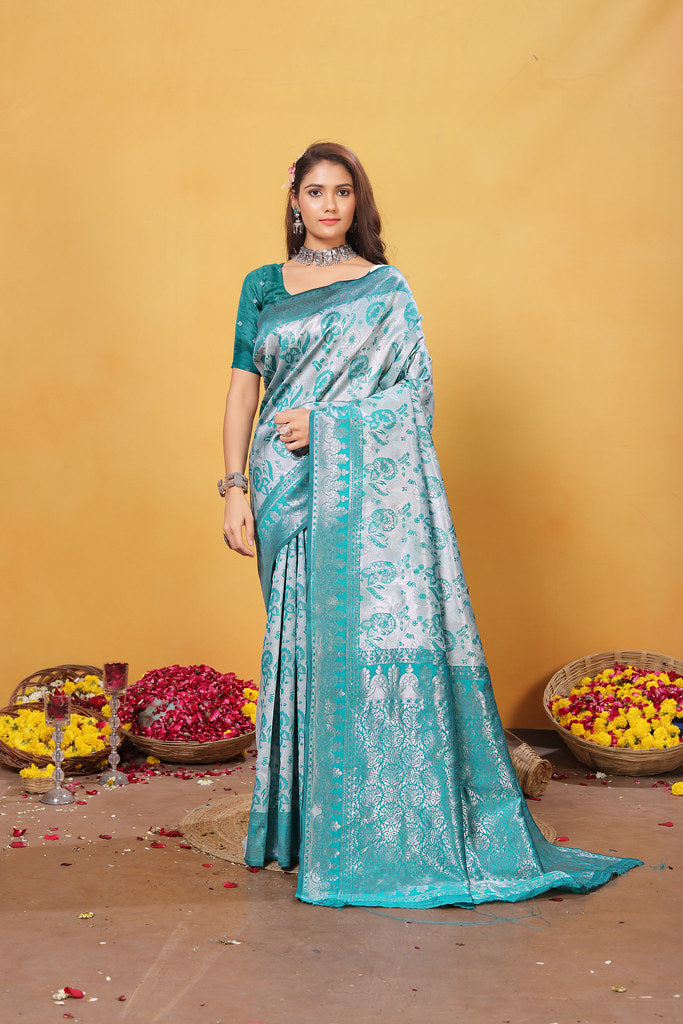 Kanjiwaram Silk Saree With Rich Pallu Designer Sari With Blouse