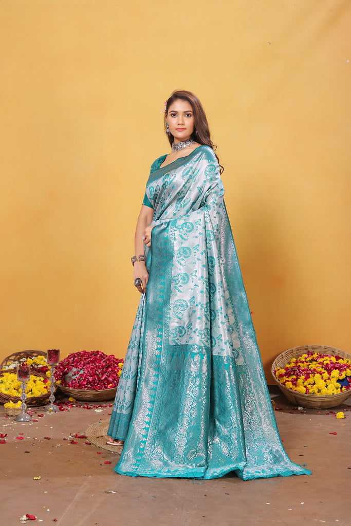 Kanjiwaram Silk Saree With Rich Pallu Designer Sari With Blouse