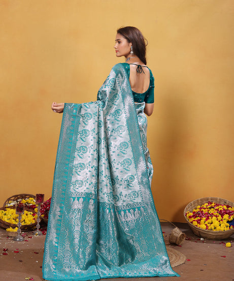 Kanjiwaram Silk Saree With Rich Pallu Designer Sari With Blouse