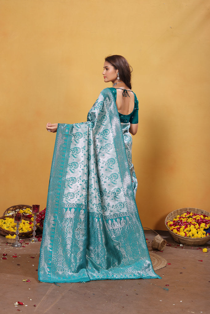 Kanjiwaram Silk Saree With Rich Pallu Designer Sari With Blouse