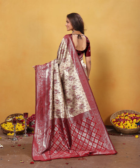Kanjiwaram Silk Saree With Rich Pallu Designer Sari With Blouse