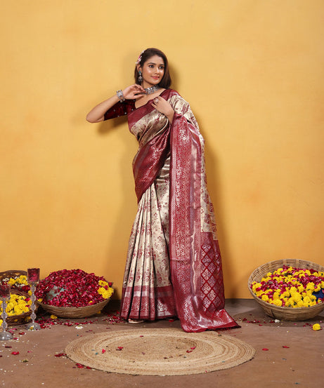 Kanjiwaram Silk Saree With Rich Pallu Designer Sari With Blouse