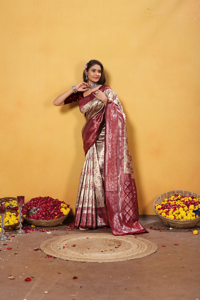 Kanjiwaram Silk Saree With Rich Pallu Designer Sari With Blouse
