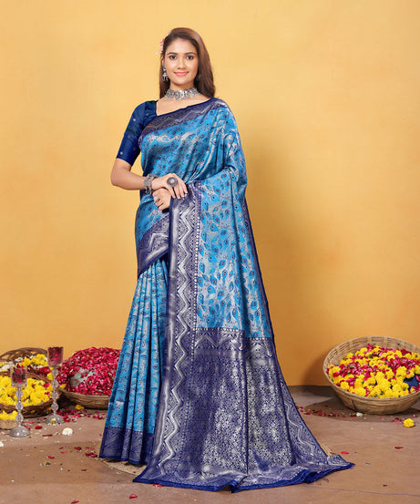 Kanjiwaram Silk Saree With Rich Pallu Designer Sari With Blouse