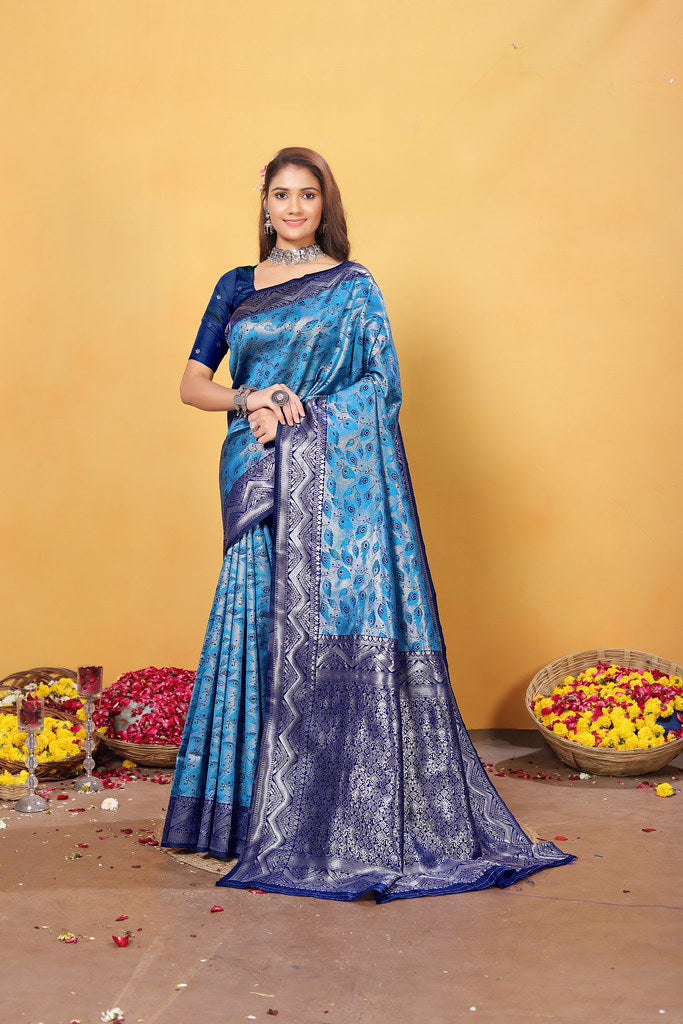 Kanjiwaram Silk Saree With Rich Pallu Designer Sari With Blouse