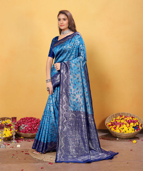 Kanjiwaram Silk Saree With Rich Pallu Designer Sari With Blouse