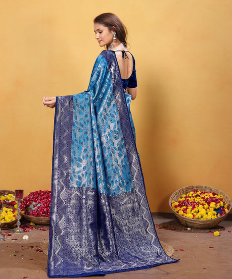 Kanjiwaram Silk Saree With Rich Pallu Designer Sari With Blouse