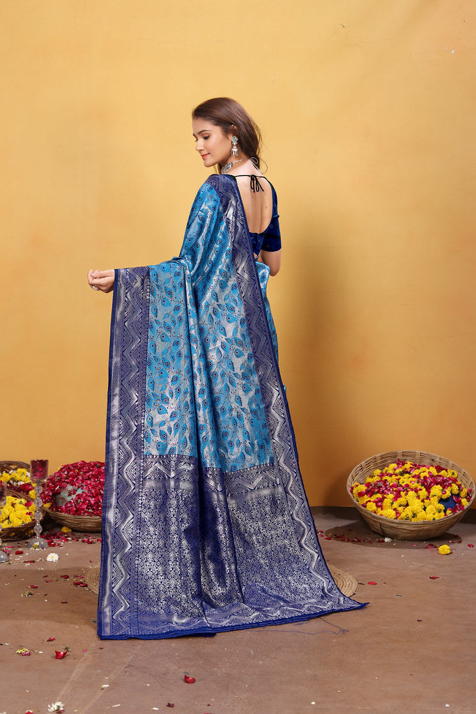 Kanjiwaram Silk Saree With Rich Pallu Designer Sari With Blouse