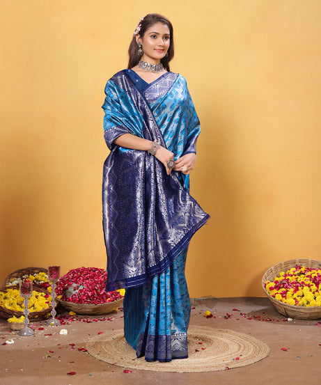 Kanjiwaram Silk Saree With Rich Pallu Designer Sari With Blouse