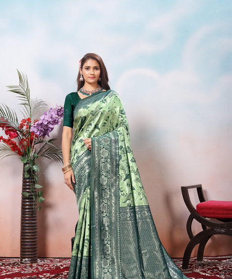 Kanjiwaram Silk Saree With Rich Pallu Designer Sari With Blouse