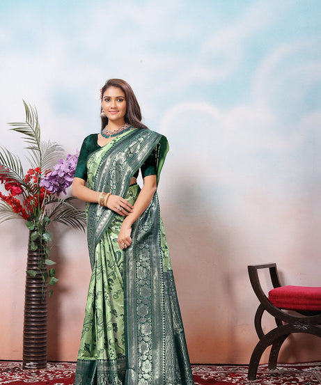 Kanjiwaram Silk Saree With Rich Pallu Designer Sari With Blouse